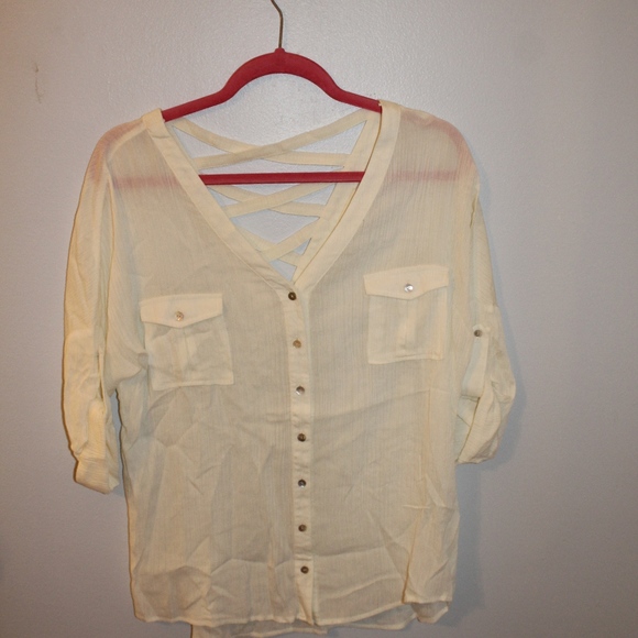 White Top/Button Details on front/Criss-cross - Picture 1 of 2